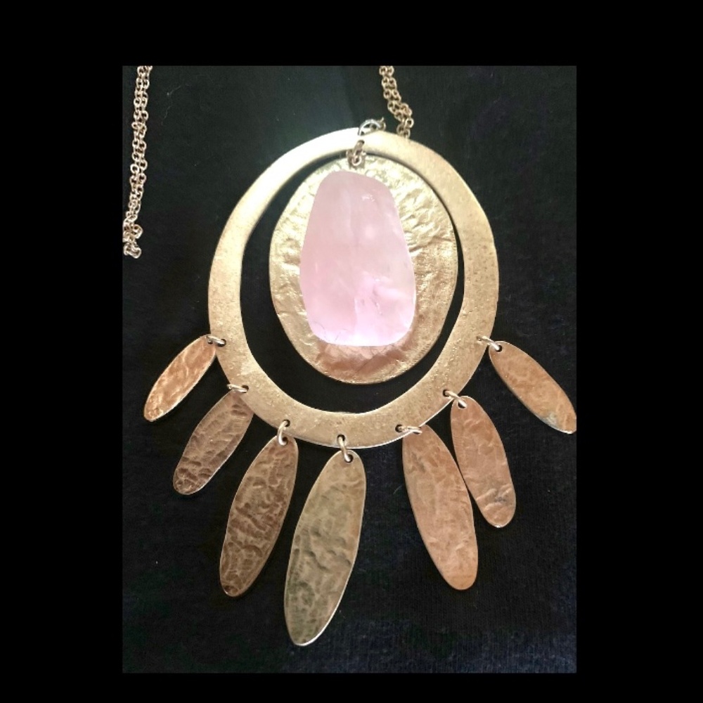 OOAK Canvas Rose Quartz Pendant